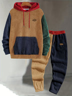Men's Cozy Color-Block Two-Piece Set – Casual Wear, Comfortable Style