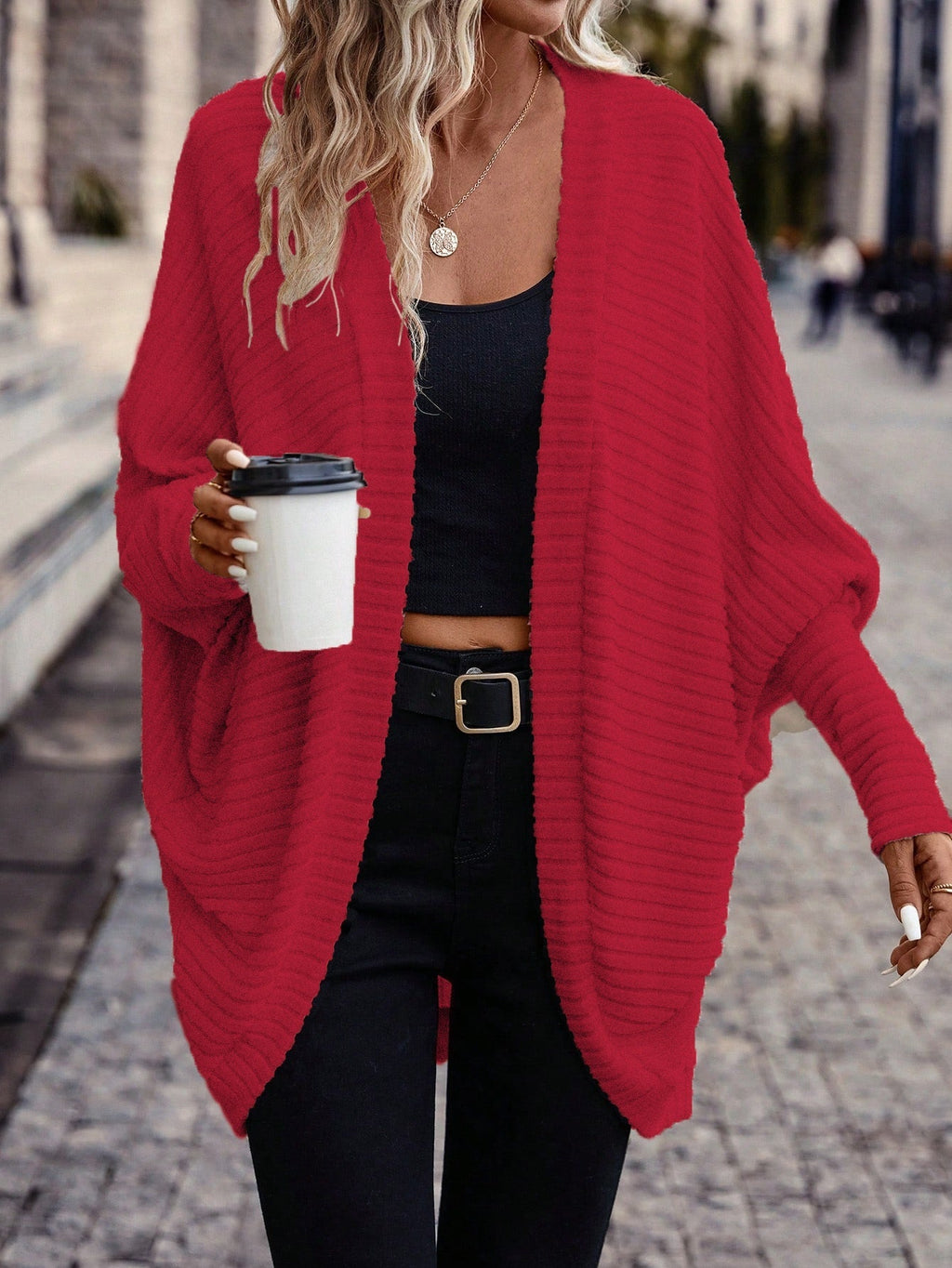 Women's Relaxed Open-Front Cardigan – Casual Wear, Layering