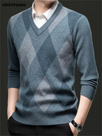 Men's Argyle V-Neck Sweater | Classic Style – Casual Wear, Office Attire
