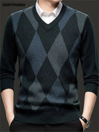 Men's Argyle V-Neck Sweater | Classic Style – Casual Wear, Office Attire