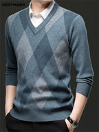 Men's Argyle V-Neck Sweater | Classic Style – Casual Wear, Office Attire