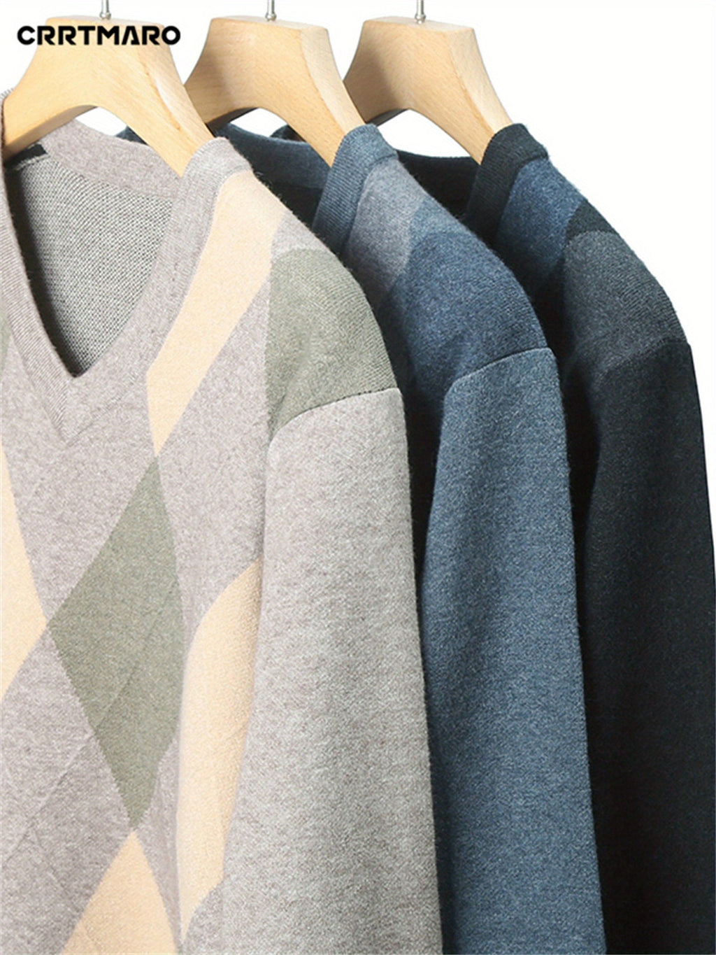 Men's Argyle V-Neck Sweater | Classic Style – Casual Wear, Office Attire