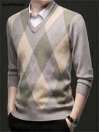 Men's Argyle V-Neck Sweater | Classic Style – Casual Wear, Office Attire
