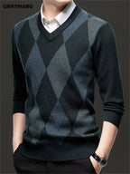 Men's Argyle V-Neck Sweater | Classic Style – Casual Wear, Office Attire