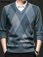 Men's Argyle V-Neck Sweater | Classic Style – Casual Wear, Office Attire