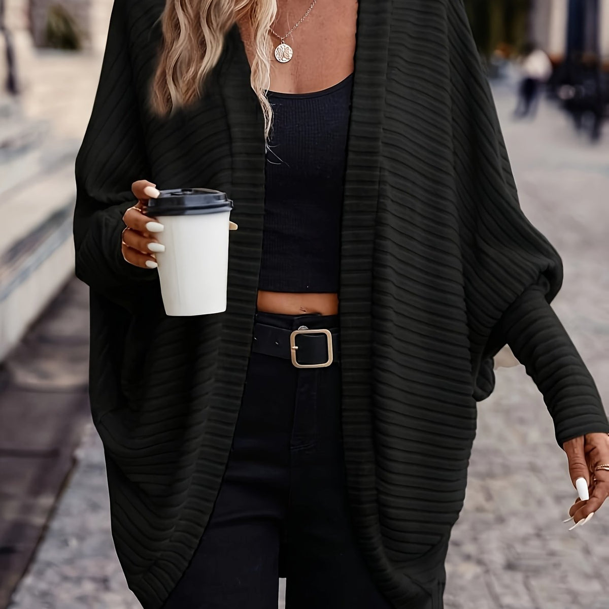 Women's Relaxed Open-Front Cardigan – Casual Wear, Layering