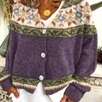 Women's Patterned Button-Front Cardigan – Casual Wear, Layering