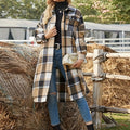 Women's Longline Plaid Coat – Casual Wear, Stylish Layering