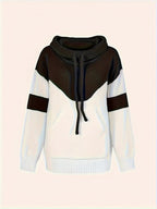 Women's Color-Block Hooded Pullover – Casual Wear, Everyday Comfort