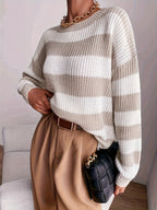 Women's Relaxed Striped Sweater – Casual Wear, Everyday Comfort
