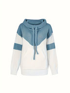 Women's Color-Block Hooded Pullover – Casual Wear, Everyday Comfort
