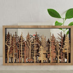 3D Wall Decor - Wood Forest Fox & Tree Shadow – Home Decoration, Gift