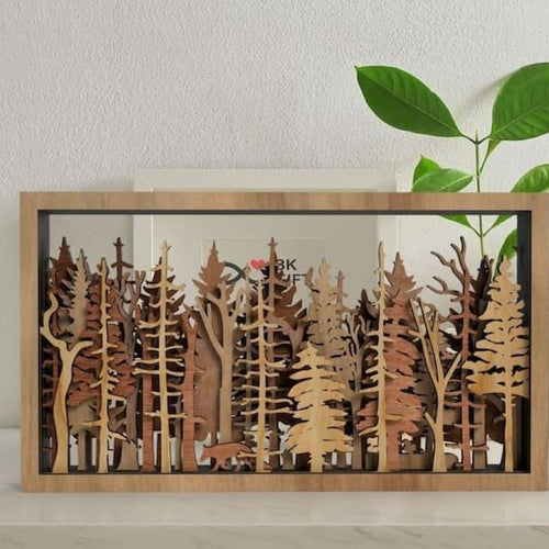 3D Wall Decor - Wood Forest Fox & Tree Shadow – Home Decoration, Gift