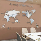 3D World Map Wall Sticker – Home Decor, Travel Inspiration