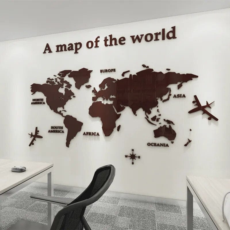 3D World Map Wall Sticker – Home Decor, Travel Inspiration