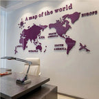 3D World Map Wall Sticker – Home Decor, Travel Inspiration