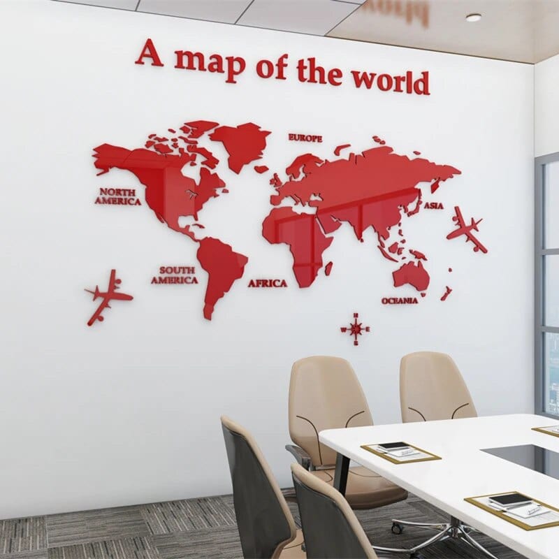 3D World Map Wall Sticker – Home Decor, Travel Inspiration