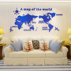 3D World Map Wall Sticker – Home Decor, Travel Inspiration