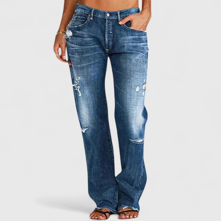 Women's Rugged Wide-Leg Jeans – Casual Wear, Everyday Style