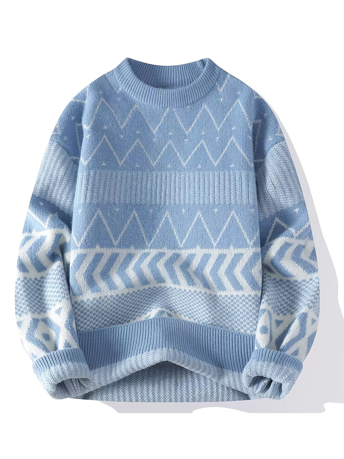 Men's Patterned Crew-Neck Sweater – Casual, Everyday