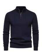 Men's Quarter-Zip Stand Collar Sweater – Casual Wear, Office Style