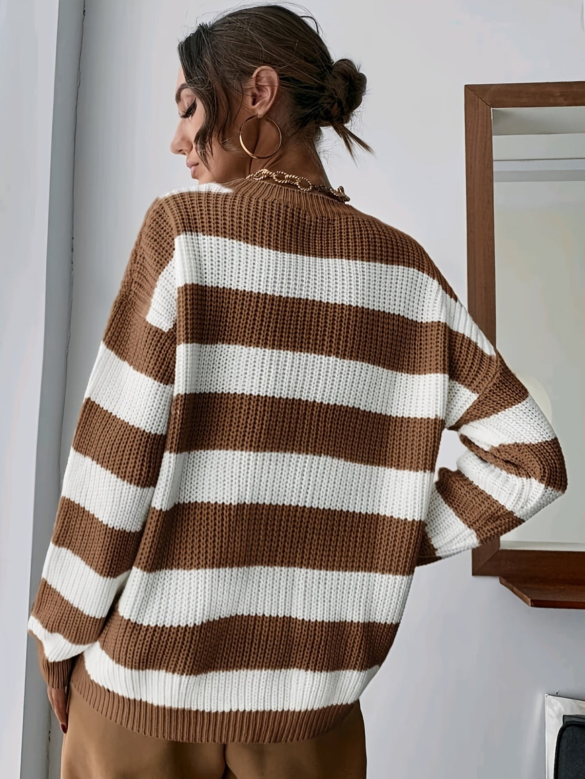 Women's Relaxed Striped Sweater – Casual Wear, Everyday Comfort