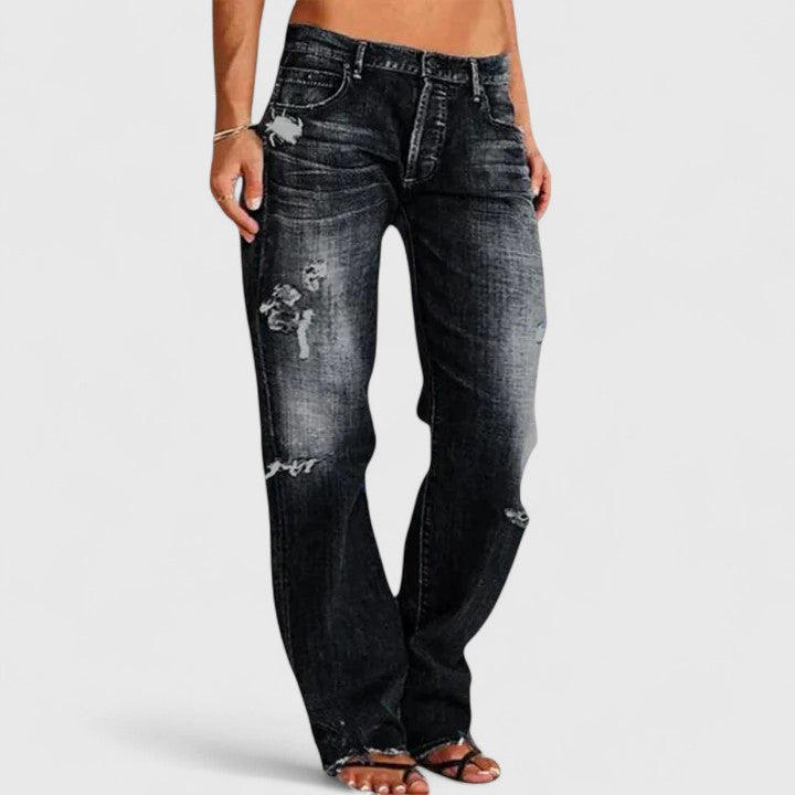 Women's Rugged Wide-Leg Jeans – Casual Wear, Everyday Style