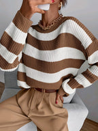 Women's Relaxed Striped Sweater – Casual Wear, Everyday Comfort