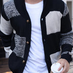 Men's Color-Blocked Button-Up Cardigan – Casual Wear, Layering