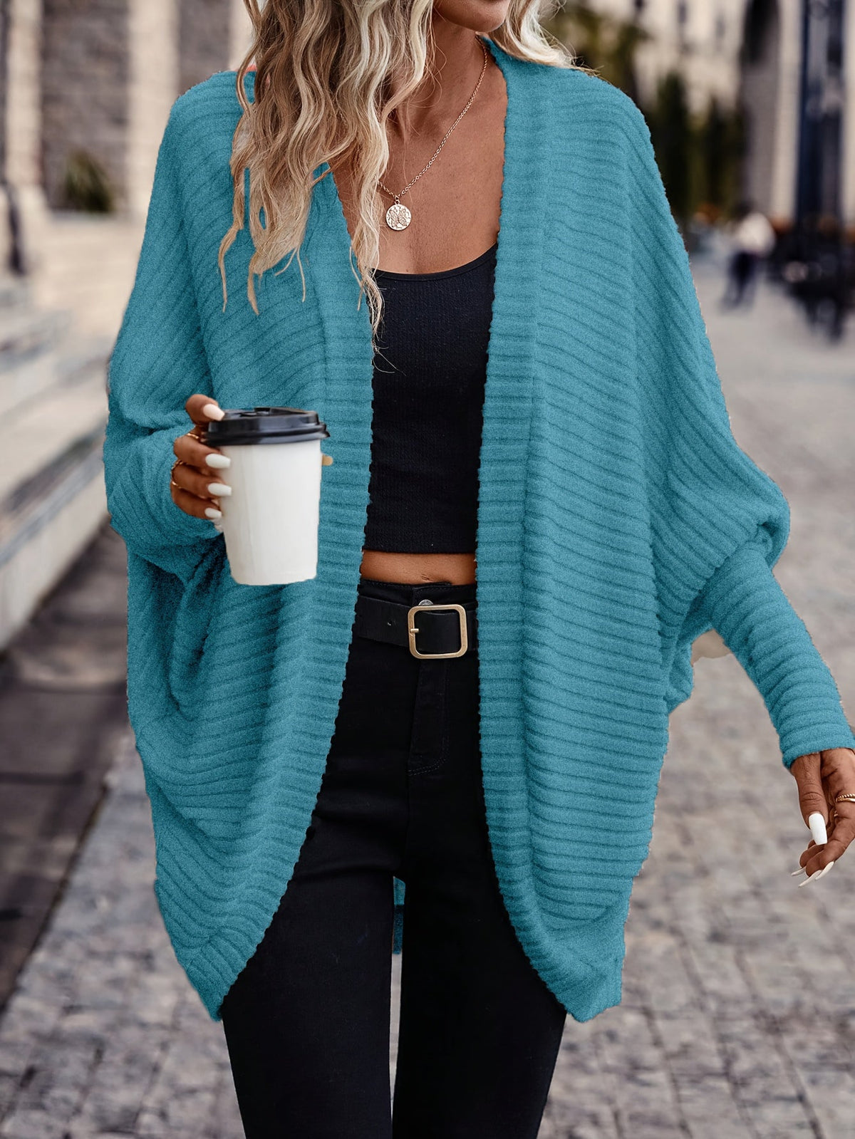 Women's Relaxed Open-Front Cardigan – Casual Wear, Layering