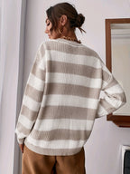 Women's Relaxed Striped Sweater – Casual Wear, Everyday Comfort