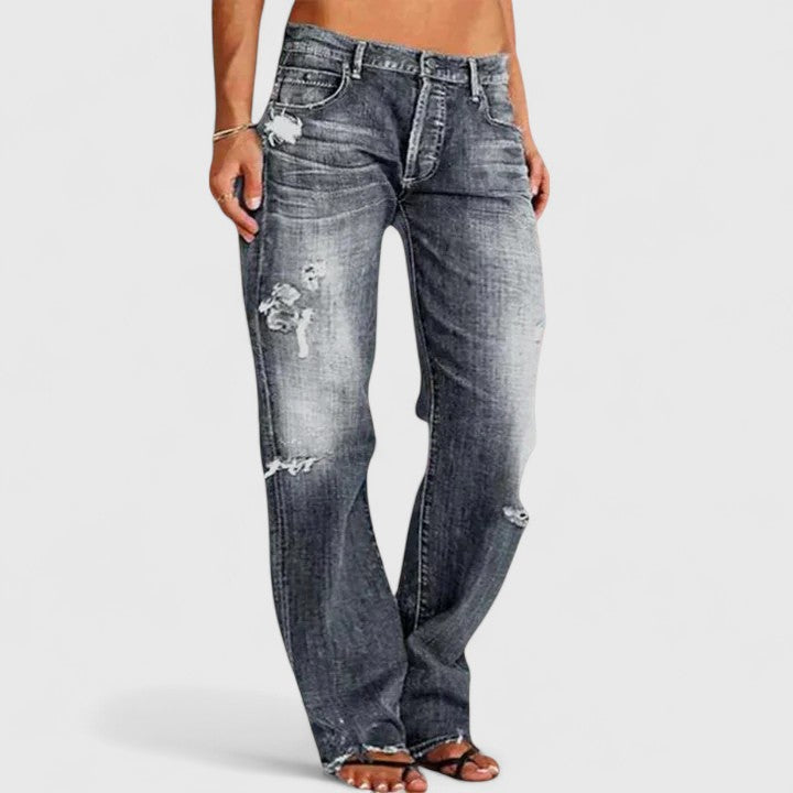 Women's Rugged Wide-Leg Jeans – Casual Wear, Everyday Style