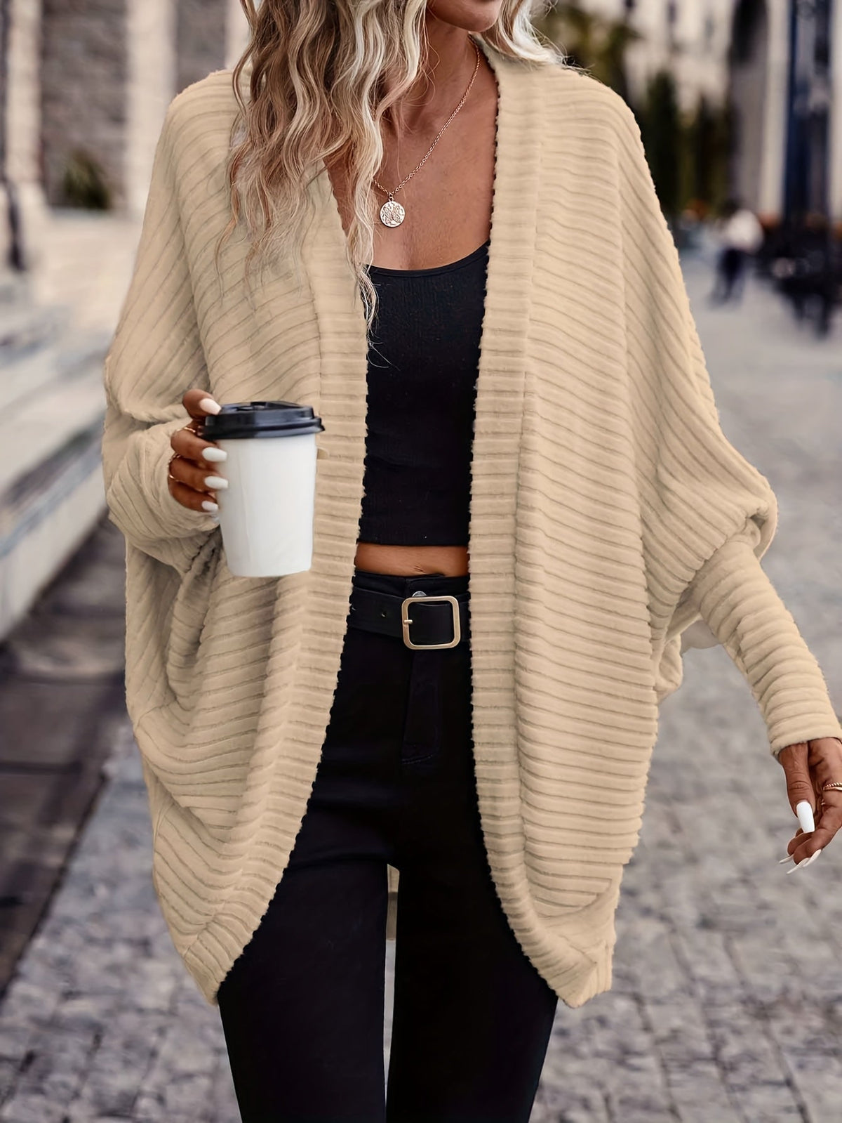 Women's Relaxed Open-Front Cardigan – Casual Wear, Layering