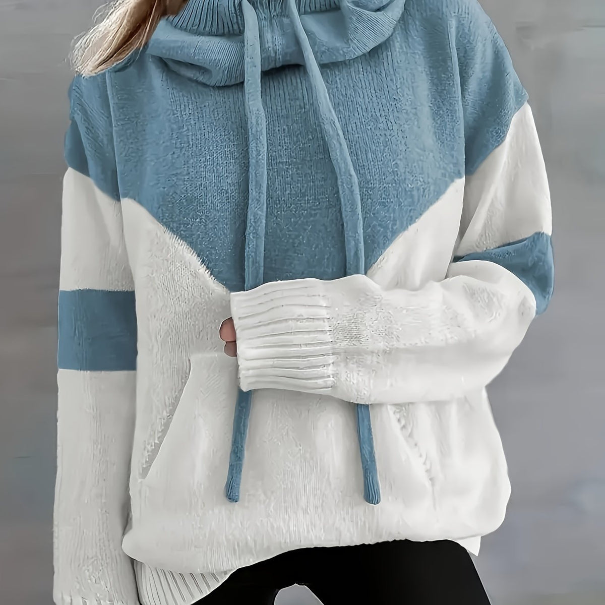 Women's Color-Block Hooded Pullover – Casual Wear, Everyday Comfort