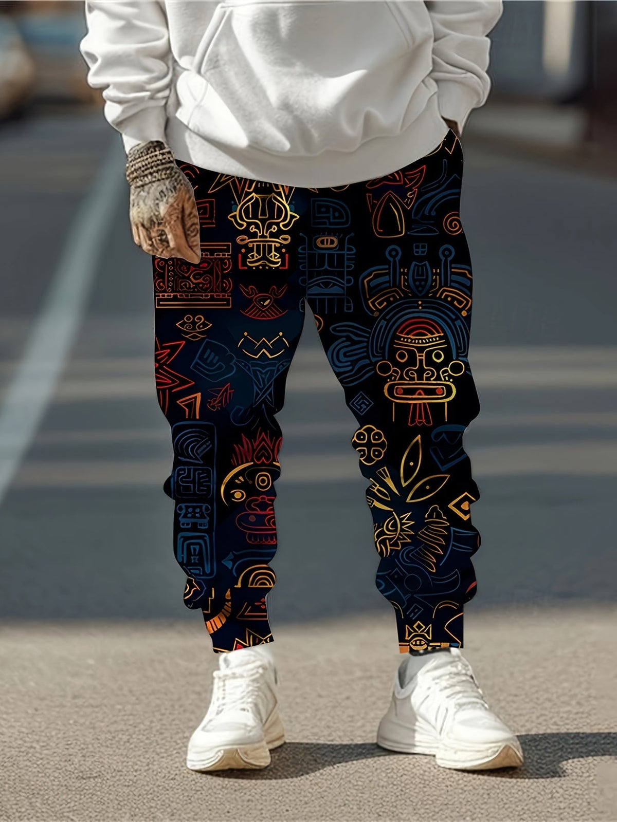Men's Joggers with Bold Pattern – Casual Wear, Active Lifestyle