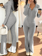 Women's Ribbed Lounge Two-Piece Set – Relaxing, Home Wear
