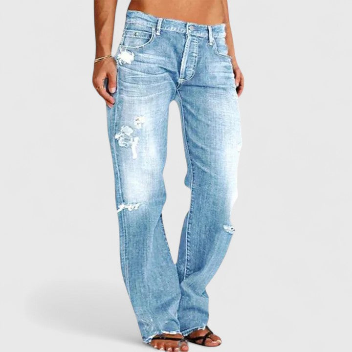 Women's Rugged Wide-Leg Jeans – Casual Wear, Everyday Style
