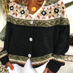 Women's Patterned Button-Front Cardigan – Casual Wear, Layering