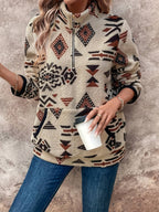 Women's Aztec-Print Quarter-Zip Pullover – Casual Wear, Layering