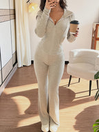 Women's Ribbed Lounge Two-Piece Set – Relaxing, Home Wear