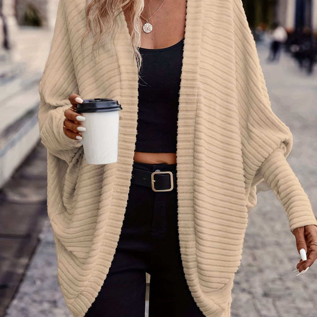 Women's Relaxed Open-Front Cardigan – Casual Wear, Layering