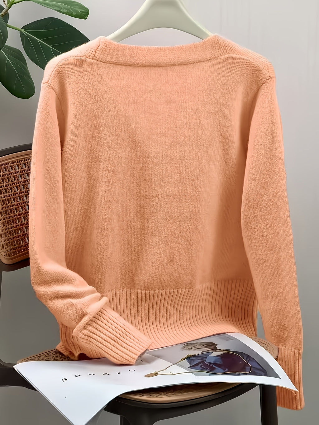 Women's V-Neck Cardigan Heart-Button – Casual Wear, Layering