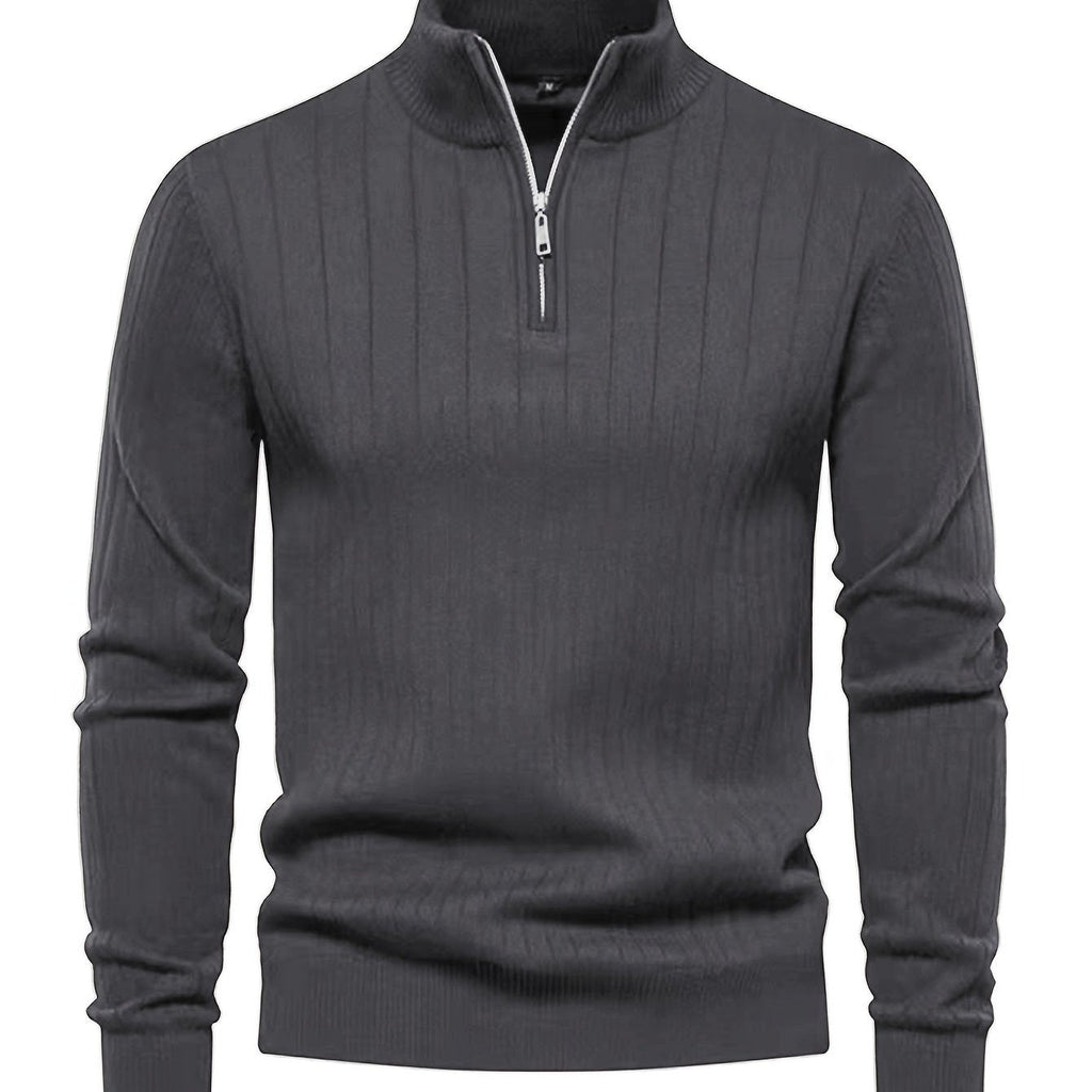 Men's Quarter-Zip Stand Collar Sweater – Casual Wear, Office Style