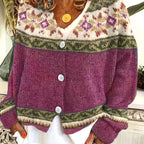 Women's Patterned Button-Front Cardigan – Casual Wear, Layering