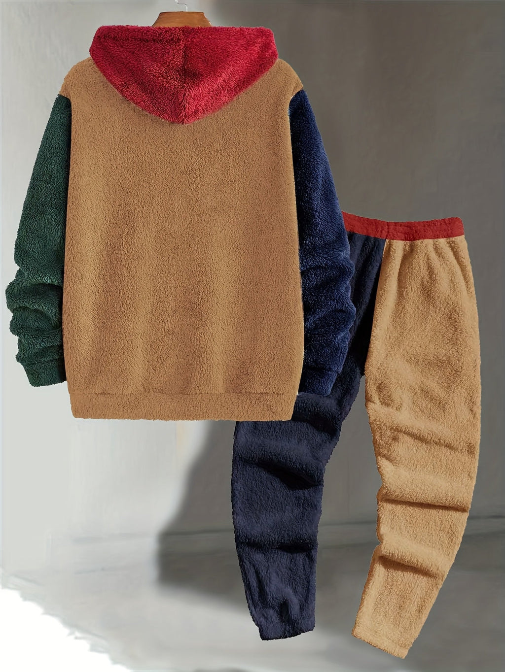 Men's Cozy Color-Block Two-Piece Set – Casual Wear, Comfortable Style