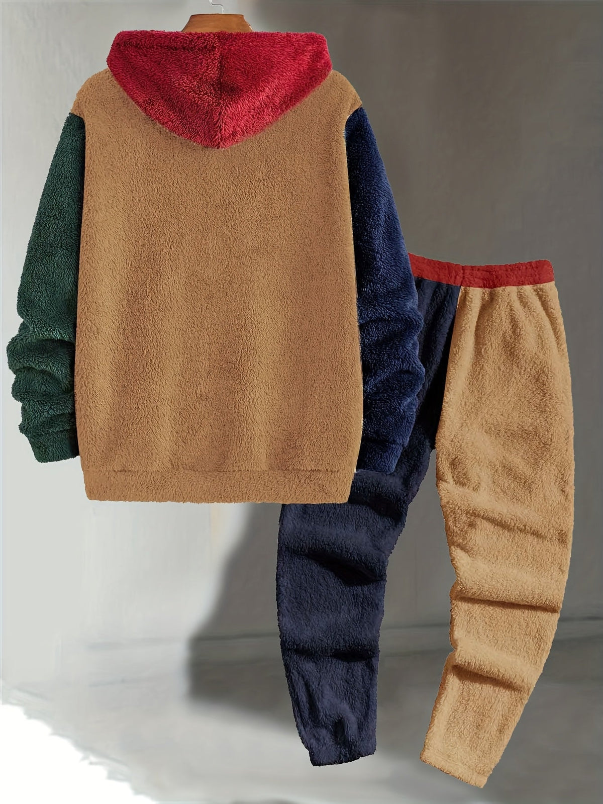 Men's Cozy Color-Block Two-Piece Set – Casual Wear, Comfortable Style