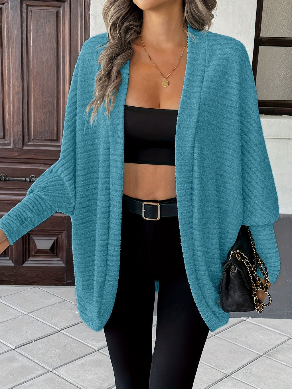 Women's Relaxed Open-Front Cardigan – Casual Wear, Layering