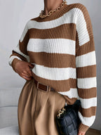 Women's Relaxed Striped Sweater – Casual Wear, Everyday Comfort