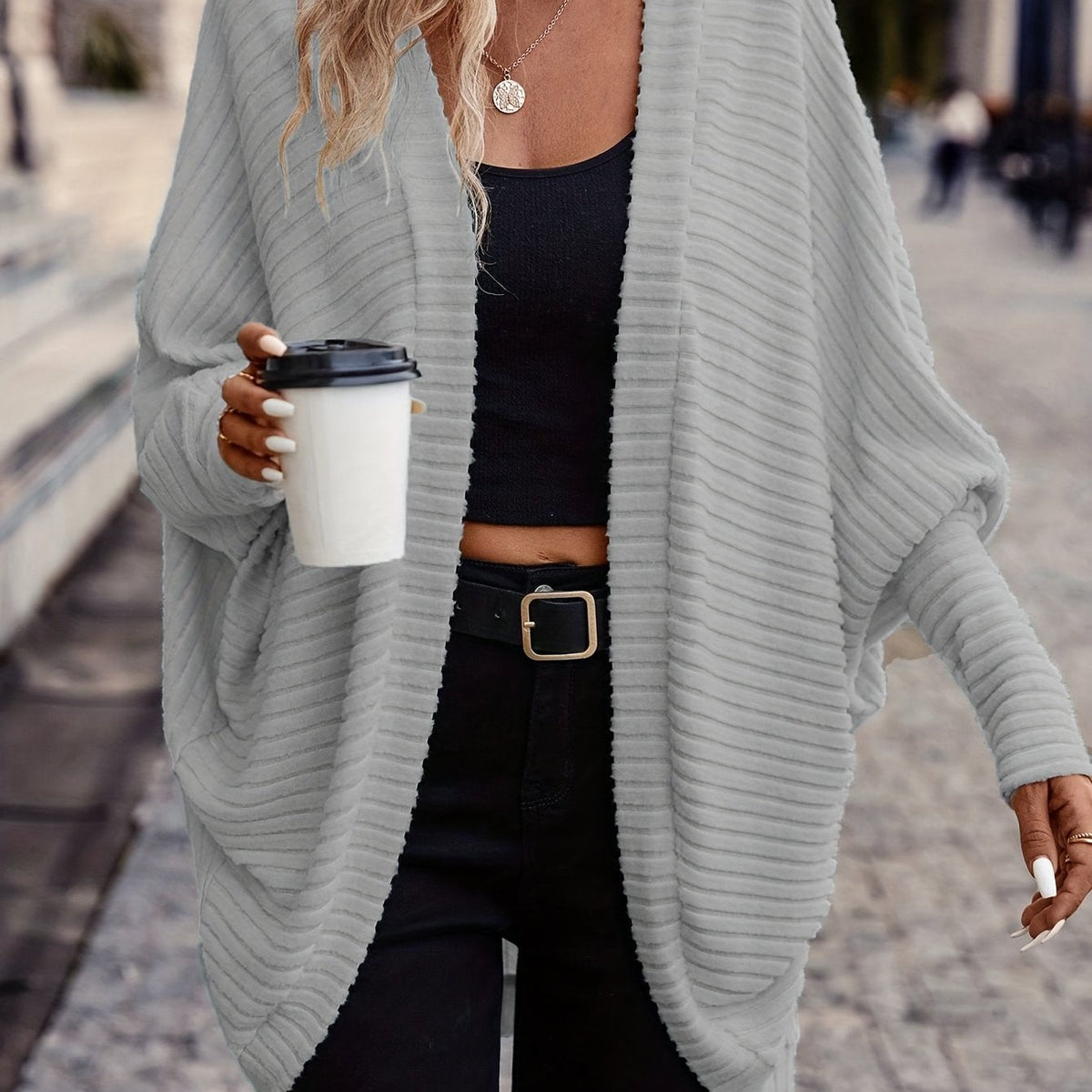 Women's Relaxed Open-Front Cardigan – Casual Wear, Layering