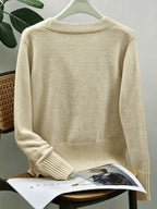 Women's V-Neck Cardigan Heart-Button – Casual Wear, Layering